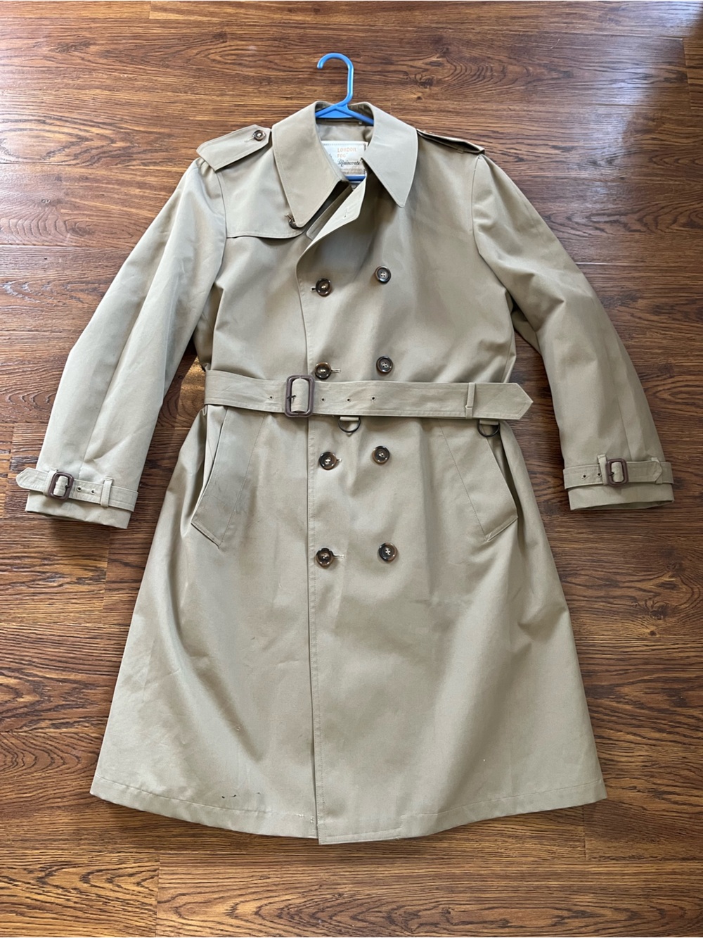 London Fog Men's Double-Breasted Trench Coat in Khaki 40 size Medium
